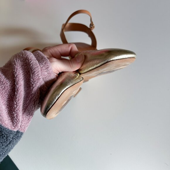 Tory Burch Metallic Gold Leather Closed Toe High Espadrille 95mm Wedge Heels 8 M - Picture 10 of 10